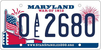 MD license plate 0AE2680