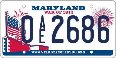 MD license plate 0AE2686