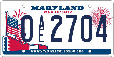 MD license plate 0AE2704