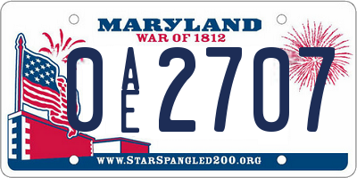 MD license plate 0AE2707
