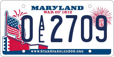 MD license plate 0AE2709