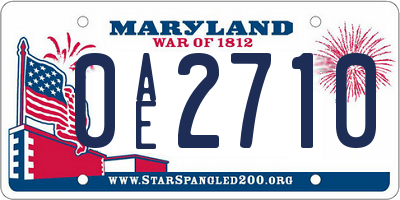 MD license plate 0AE2710