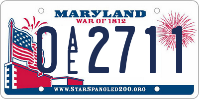 MD license plate 0AE2711