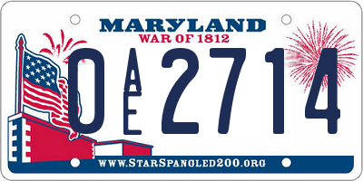 MD license plate 0AE2714