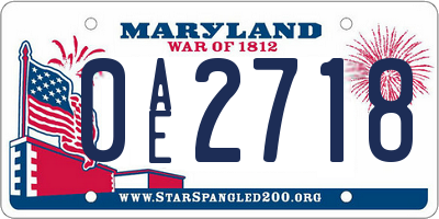 MD license plate 0AE2718