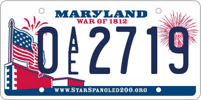 MD license plate 0AE2719