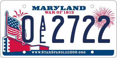 MD license plate 0AE2722