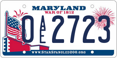 MD license plate 0AE2723