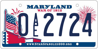 MD license plate 0AE2724