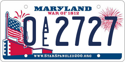 MD license plate 0AE2727