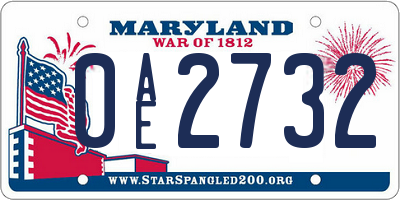 MD license plate 0AE2732
