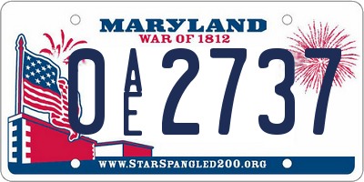 MD license plate 0AE2737