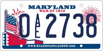 MD license plate 0AE2738