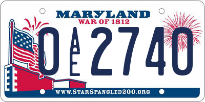 MD license plate 0AE2740