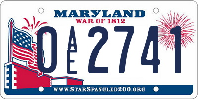 MD license plate 0AE2741