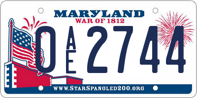 MD license plate 0AE2744