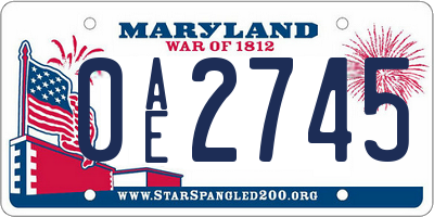 MD license plate 0AE2745