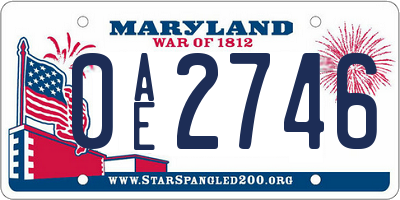 MD license plate 0AE2746