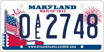MD license plate 0AE2748