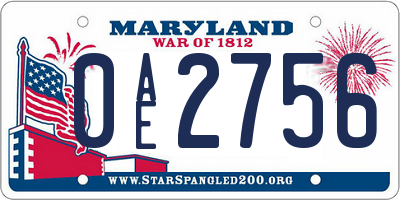 MD license plate 0AE2756