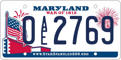 MD license plate 0AE2769