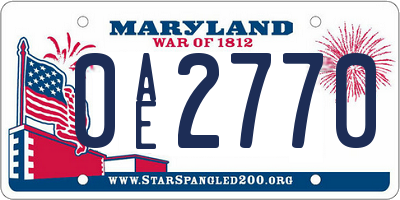 MD license plate 0AE2770
