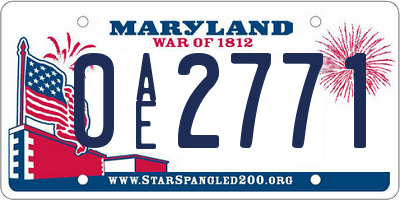 MD license plate 0AE2771