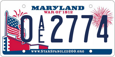 MD license plate 0AE2774
