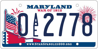 MD license plate 0AE2778
