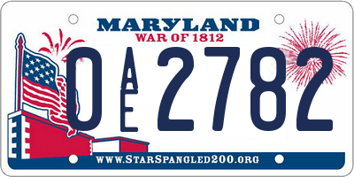 MD license plate 0AE2782