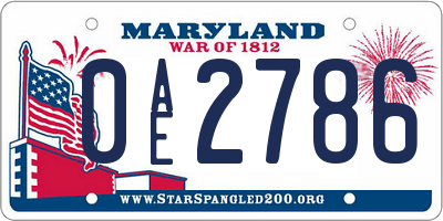 MD license plate 0AE2786
