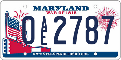 MD license plate 0AE2787