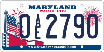 MD license plate 0AE2790