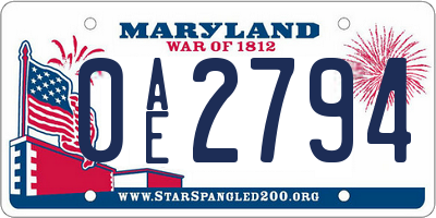 MD license plate 0AE2794