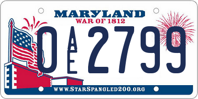 MD license plate 0AE2799