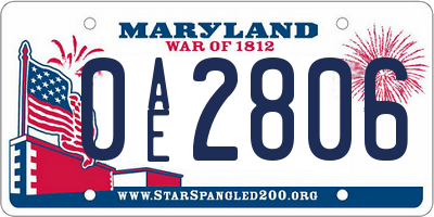 MD license plate 0AE2806