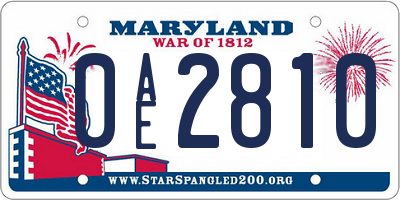 MD license plate 0AE2810