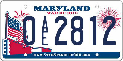 MD license plate 0AE2812