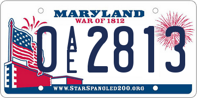 MD license plate 0AE2813