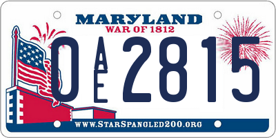 MD license plate 0AE2815