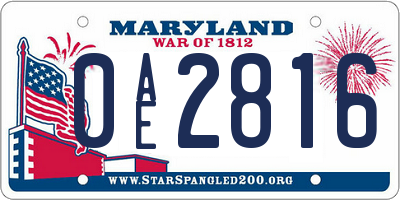 MD license plate 0AE2816