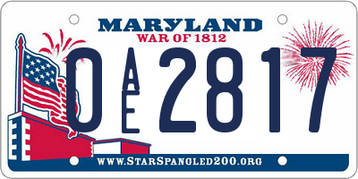 MD license plate 0AE2817