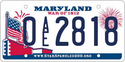 MD license plate 0AE2818
