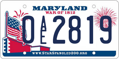 MD license plate 0AE2819