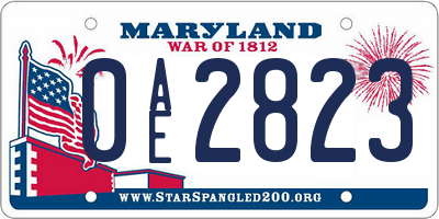 MD license plate 0AE2823