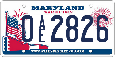 MD license plate 0AE2826