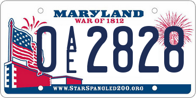 MD license plate 0AE2828