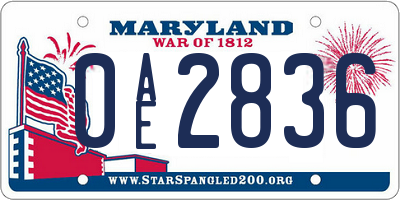 MD license plate 0AE2836