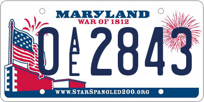 MD license plate 0AE2843