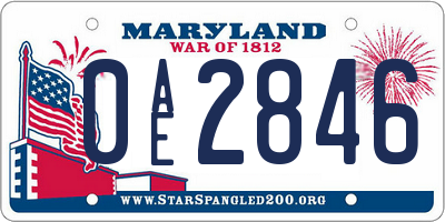 MD license plate 0AE2846